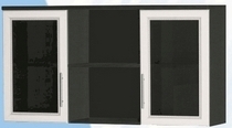Антресоль большая с двумя стеклодверями ДЛЯ ГОСТИНОЙ АБС-2 Венге/Дуб выбеленный в Подтёсово - podtyosovo.mebel54.com | фото