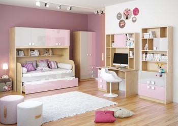 Детская комната Грэйси (Розовый/Серый/корпус Клен) в Подтёсово - podtyosovo.mebel54.com | фото