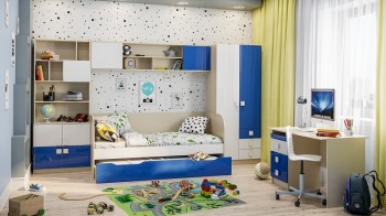 Детская комната Скай Люкс (Синий/Белый/корпус Клен) в Подтёсово - podtyosovo.mebel54.com | фото