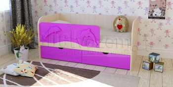 Друзья Кровать детская 2 ящика 1.6 Фиолетовый глянец в Подтёсово - podtyosovo.mebel54.com | фото