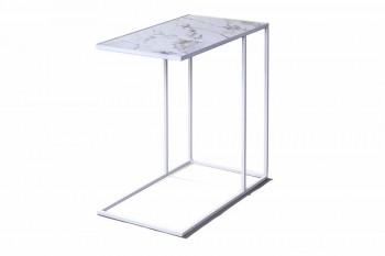 Журнальный столик Stone 018 (Прямоугольный) Металл/Керамика 500 Белый в Подтёсово - podtyosovo.mebel54.com | фото