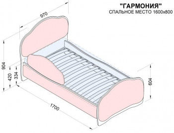 Кровать 160 Гармония 45 Серый (мягкий бортик) в Подтёсово - podtyosovo.mebel54.com | фото