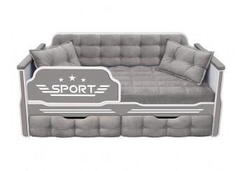 Кровать 160 серии Спорт 2 ящика 45 Серый (подушки) в Подтёсово - podtyosovo.mebel54.com | фото
