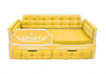 Кровать 160 серии Спорт 2 ящика 74 Жёлтый (мягкие боковые накладки) в Подтёсово - podtyosovo.mebel54.com | фото