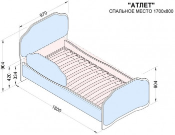 Кровать 170 Атлет 29 Синий (мягкий бортик) в Подтёсово - podtyosovo.mebel54.com | фото
