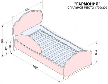 Кровать 170 Гармония 33 Сиреневый (мягкий бортик) в Подтёсово - podtyosovo.mebel54.com | фото
