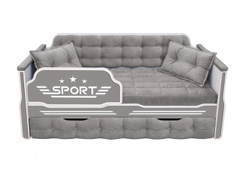 Кровать 170 серии Спорт 1 ящик 45 Серый (подушки) в Подтёсово - podtyosovo.mebel54.com | фото