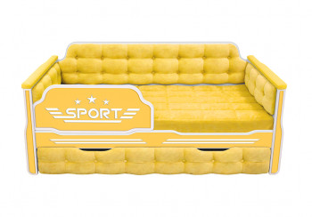 Кровать 170 серии Спорт 1 ящик 74 Жёлтый (мягкие боковые накладки) в Подтёсово - podtyosovo.mebel54.com | фото