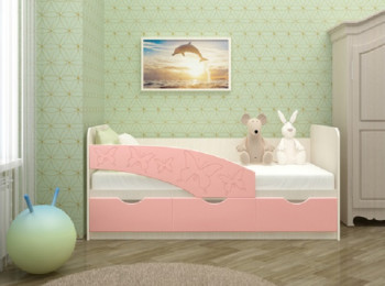 Кровать Бабочки 1,6м (Розовый металлик) в Подтёсово - podtyosovo.mebel54.com | фото
