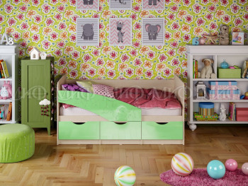 Кровать Бабочки 1,6м (Салатовый металлик) в Подтёсово - podtyosovo.mebel54.com | фото