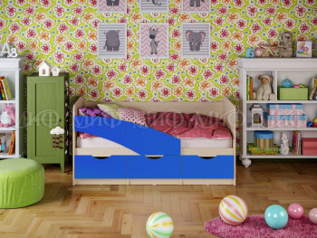 Кровать Бабочки 1,6м (Синий матовый) в Подтёсово - podtyosovo.mebel54.com | фото