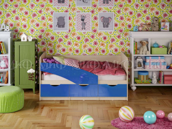 Кровать Бабочки 1,6м (Синий металлик) в Подтёсово - podtyosovo.mebel54.com | фото