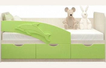 Кровать детская 1,6м Дельфин (Салатовый металлик) в Подтёсово - podtyosovo.mebel54.com | фото