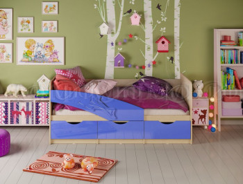 Кровать детская 1,6м Дельфин (Синий металлик) в Подтёсово - podtyosovo.mebel54.com | фото