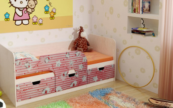 Кровать детская Минима Лего 1,86м с ящиками (дуб атланта/лиловый сад) в Подтёсово - podtyosovo.mebel54.com | фото