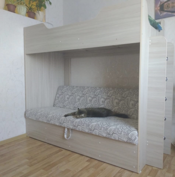 Кровать двухъярусная с диваном (Беленый дуб) в Подтёсово - podtyosovo.mebel54.com | фото