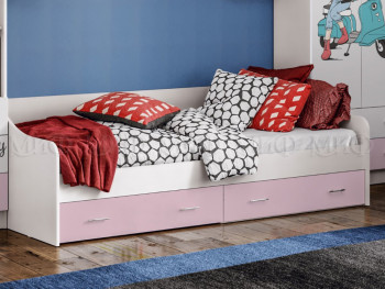 Кровать Fashion-1 Вега 0,9 м (Белый/Розовый) в Подтёсово - podtyosovo.mebel54.com | фото