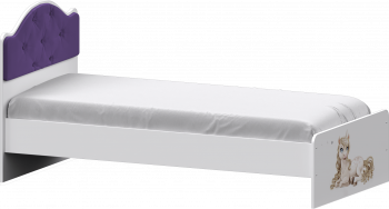 Кровать Каспер с мягкой спинкой и фотопечатью (800х1900)Белый/Фиолетовый в Подтёсово - podtyosovo.mebel54.com | фото