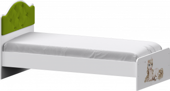 Кровать Каспер с мягкой спинкой и фотопечатью (800х1900)Белый/Лайм в Подтёсово - podtyosovo.mebel54.com | фото