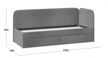 Кровать «Молли» с мягкой обивкой (900) тип 1 (Микровелюр Scandi Graphite 22) в Подтёсово - podtyosovo.mebel54.com | фото