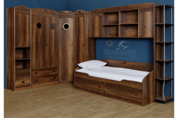 Кровать с 2-мя ящиками «Навигатор» (Дуб Каньон) в Подтёсово - podtyosovo.mebel54.com | фото