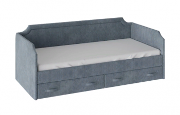Кровать с мягкой обивкой и ящиками «Кантри» Тип 1 (900) (Замша синяя) в Подтёсово - podtyosovo.mebel54.com | фото