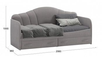 Кровать с мягкой спинкой и ящиками «Сабрина» 900 Светло-серый в Подтёсово - podtyosovo.mebel54.com | фото