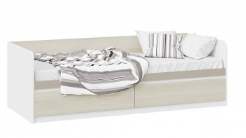 Кровать «Сканди» с 2 ящиками Дуб Гарден/Белый/Глиняный серый в Подтёсово - podtyosovo.mebel54.com | фото
