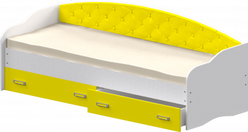 Кровать Софа-7 с мягкой спинкой (800х1900) Белый/Желтый в Подтёсово - podtyosovo.mebel54.com | фото