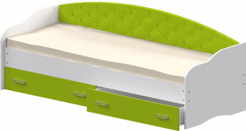 Кровать Софа-7 с мягкой спинкой (800х1900) Белый/Лайм в Подтёсово - podtyosovo.mebel54.com | фото