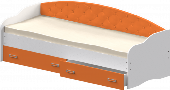 Кровать Софа-7 с мягкой спинкой (800х1900) Белый/Оранжевый в Подтёсово - podtyosovo.mebel54.com | фото
