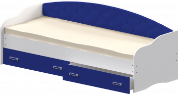 Кровать Софа-7 с мягкой спинкой (800х1900) Белый/Синий в Подтёсово - podtyosovo.mebel54.com | фото