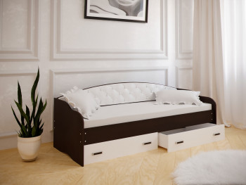Кровать Софа-7 с мягкой спинкой (800х1900) Венге/ Белый в Подтёсово - podtyosovo.mebel54.com | фото