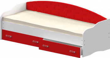 Кровать Софа-8 с мягкой спинкой (900х1900) Белый/Красный в Подтёсово - podtyosovo.mebel54.com | фото