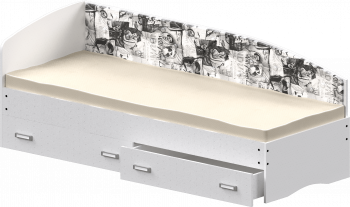 Кровать Софа-9 с мягкой спинкой с рисунком Милана (900х1900) Белый в Подтёсово - podtyosovo.mebel54.com | фото