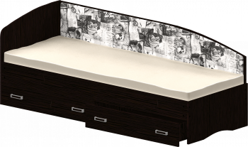 Кровать Софа-9 с мягкой спинкой с рисунком Милана (900х1900) Венге в Подтёсово - podtyosovo.mebel54.com | фото