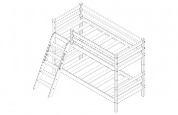 Кровать Соня вариант 12 низкая с наклонной лестницей Белый полупрозрачный в Подтёсово - podtyosovo.mebel54.com | фото