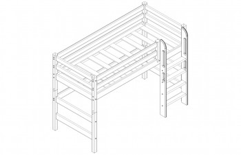 Кровать Соня вариант 5 полувысокая с прямой лестницей белый полупрозрачный в Подтёсово - podtyosovo.mebel54.com | фото