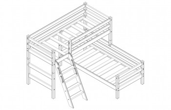 Кровать Соня вариант 8 угловая с наклонной лестницей Белый полупрозрачный в Подтёсово - podtyosovo.mebel54.com | фото