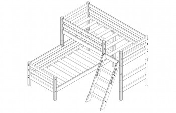 Кровать Соня вариант 8 угловая с наклонной лестницей Лаванда в Подтёсово - podtyosovo.mebel54.com | фото