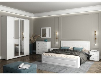 Модульная спальня Барселона (Белый/Белый глянец) в Подтёсово - podtyosovo.mebel54.com | фото