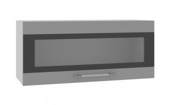 Ройс ПГСФ 800 Шкаф верхний горизонтальный со стеклом с фотопечатью (Графит софт/корпус Серый) в Подтёсово - podtyosovo.mebel54.com | фото