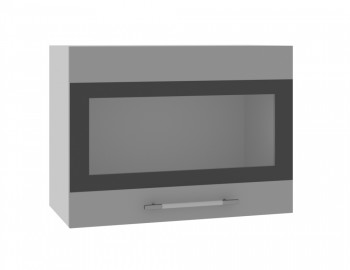 Ройс ВПГСФ 600 Шкаф верхний горизонтальный со стеклом с фотопечатью высокий (Графит софт/корпус Серый) в Подтёсово - podtyosovo.mebel54.com | фото