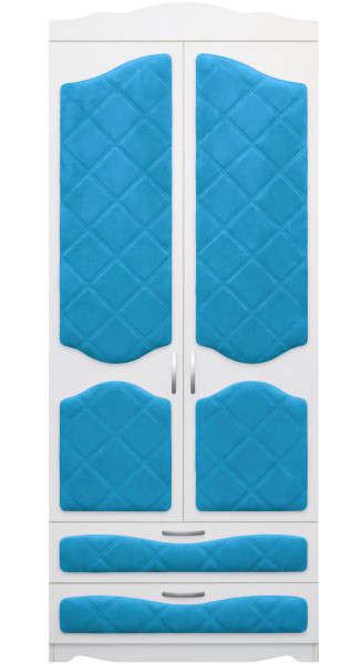 Шкаф 2-х створчатый с ящиками серии Иллюзия 84 Ярко-голубой в Подтёсово - podtyosovo.mebel54.com | фото