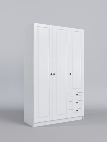 Шкаф 3-х створчатый с ящиками Классика (Белый/корпус Выбеленное дерево) в Подтёсово - podtyosovo.mebel54.com | фото