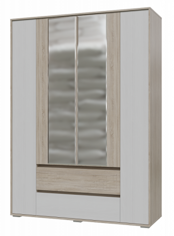 Шкаф 4-х дверный с ящиками Мальта 1600 Дуб сонома/Рамух белый в Подтёсово - podtyosovo.mebel54.com | фото