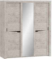 Шкаф трехдверный Соренто с раздвижными дверями Дуб бонифаций/Кофе структурный матовый в Подтёсово - podtyosovo.mebel54.com | фото