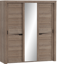 Шкаф трехдверный Соренто с раздвижными дверями Дуб стирлинг/Кофе структурный матовый в Подтёсово - podtyosovo.mebel54.com | фото